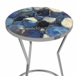 Lauer Metal and Agate Accent Table in Silver and Blue