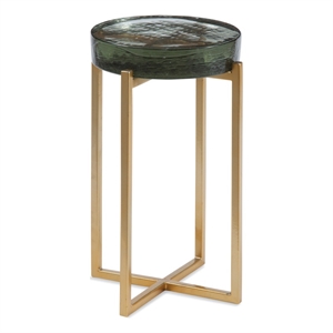 laine metal and cast glass accent table in gold