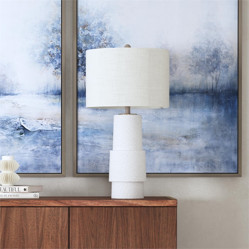 Valdivia Resin Table Lamp in White Cement Finish