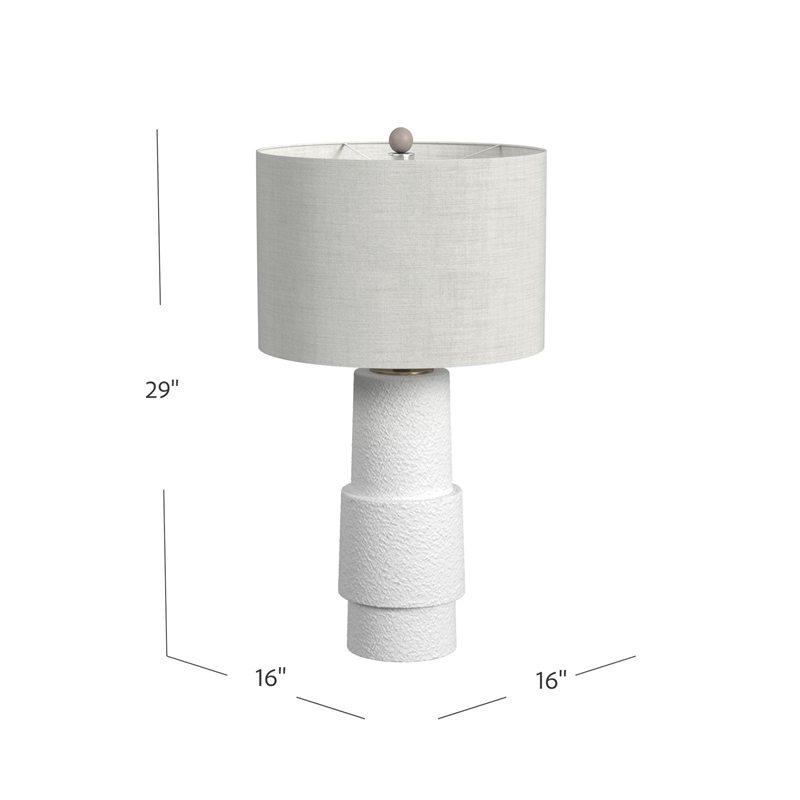 Valdivia Resin Table Lamp in White Cement Finish