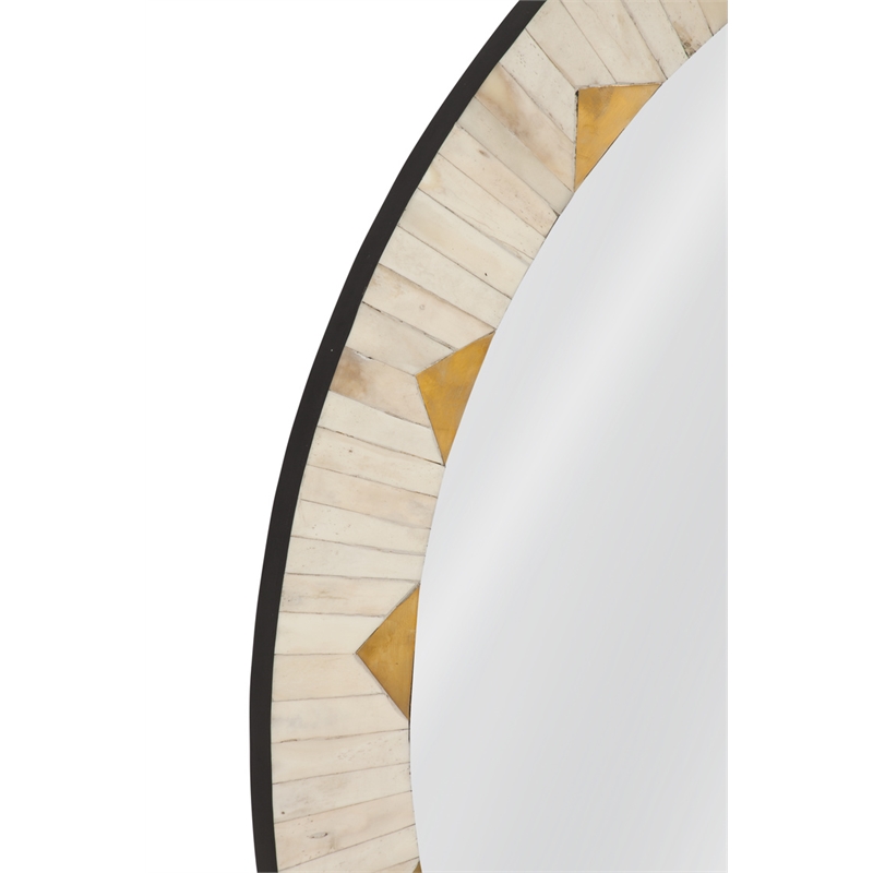 Global Wall Mirror in Off White Resin and Bone Frame