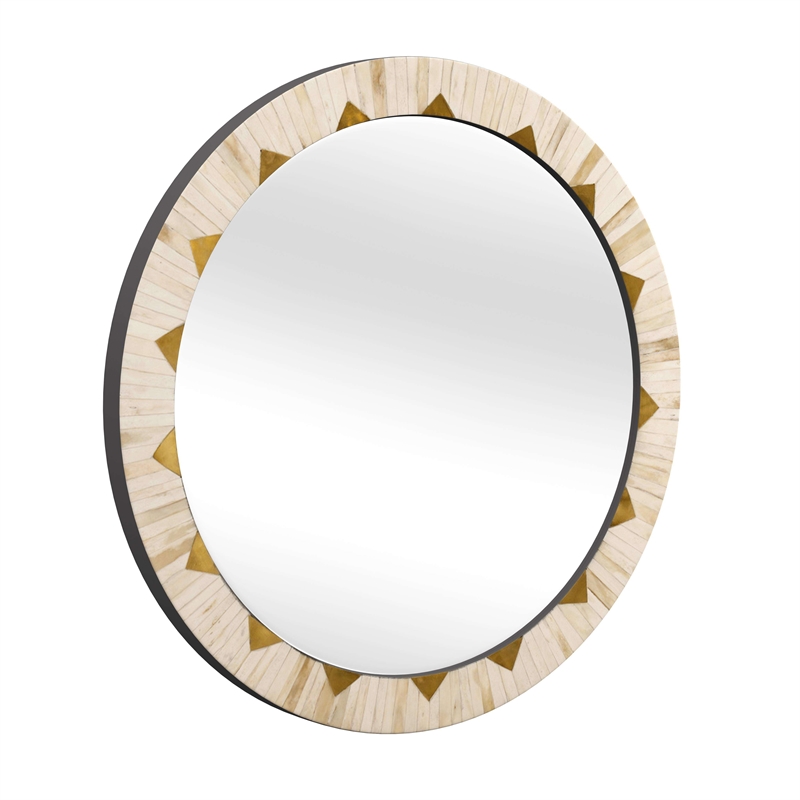 Global Wall Mirror in Off White Resin and Bone Frame