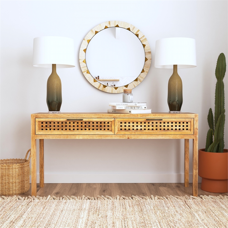Global Wall Mirror in Off White Resin and Bone Frame