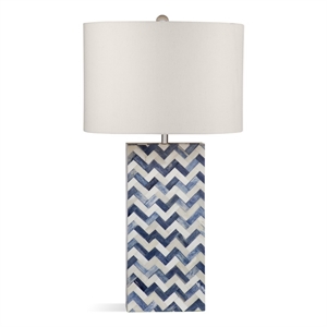 dunmore table lamp in blue metal and bone