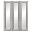 Beaded Wood Floor Mirror in Silver