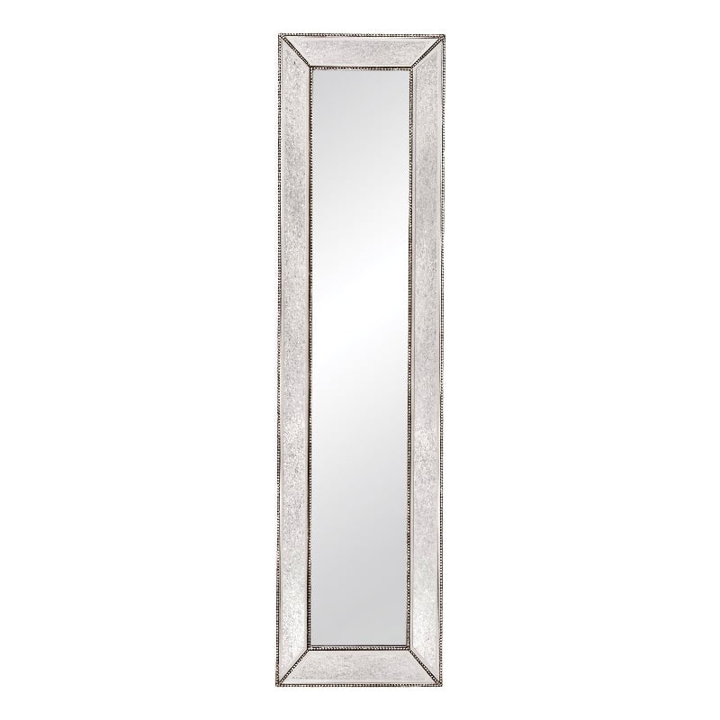 Beaded Wood Floor Mirror in Silver