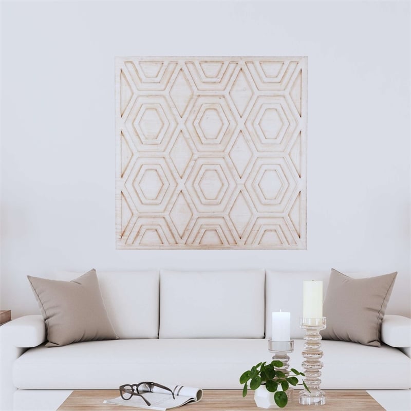 Geometric Wood Wall Hanging in White