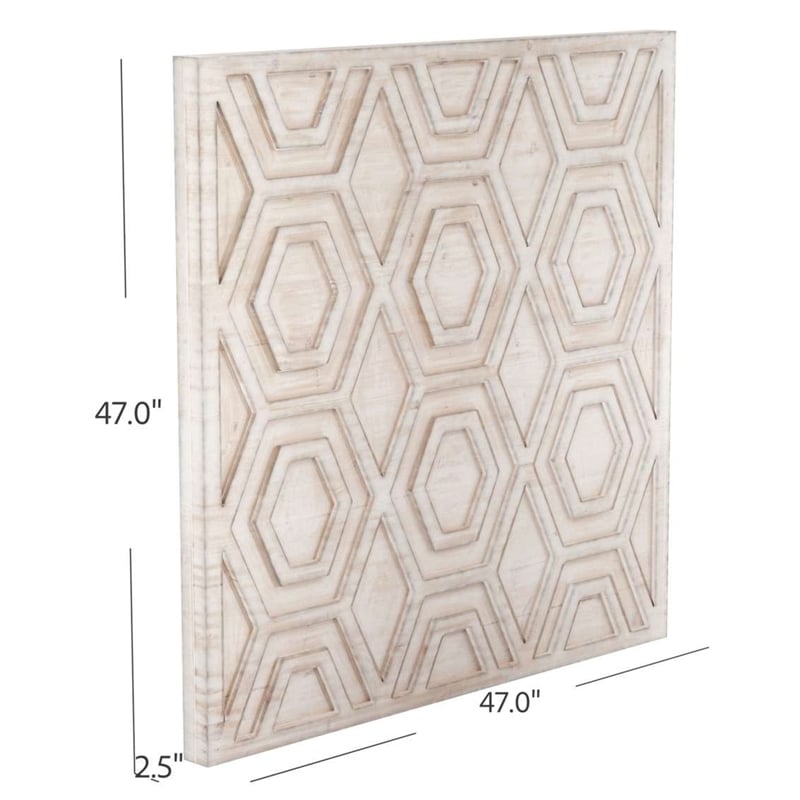 Geometric Wood Wall Hanging in White