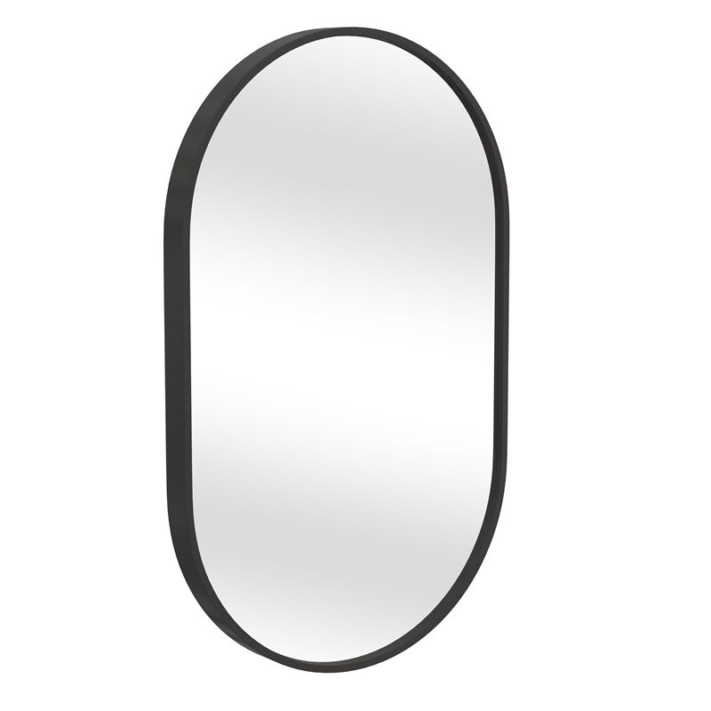 Oval Wall Mirror in Black Metal Frame by Bassett Mirror