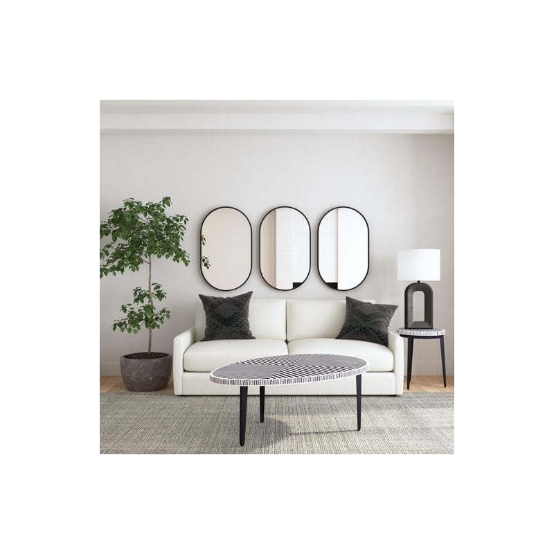 Oval Wall Mirror in Black Metal Frame by Bassett Mirror
