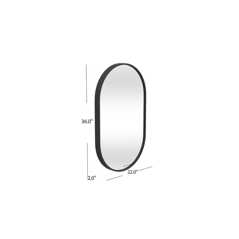 Oval Wall Mirror in Black Metal Frame by Bassett Mirror