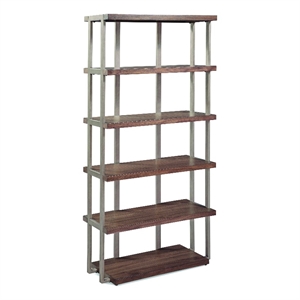 brooke bookcase in brown wood and metal