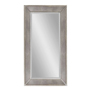Beaded Wooden Wall Mirror in Silver