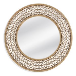 Biedel Wicker/Rattan Engineered Wood Wall Mirror in Brown