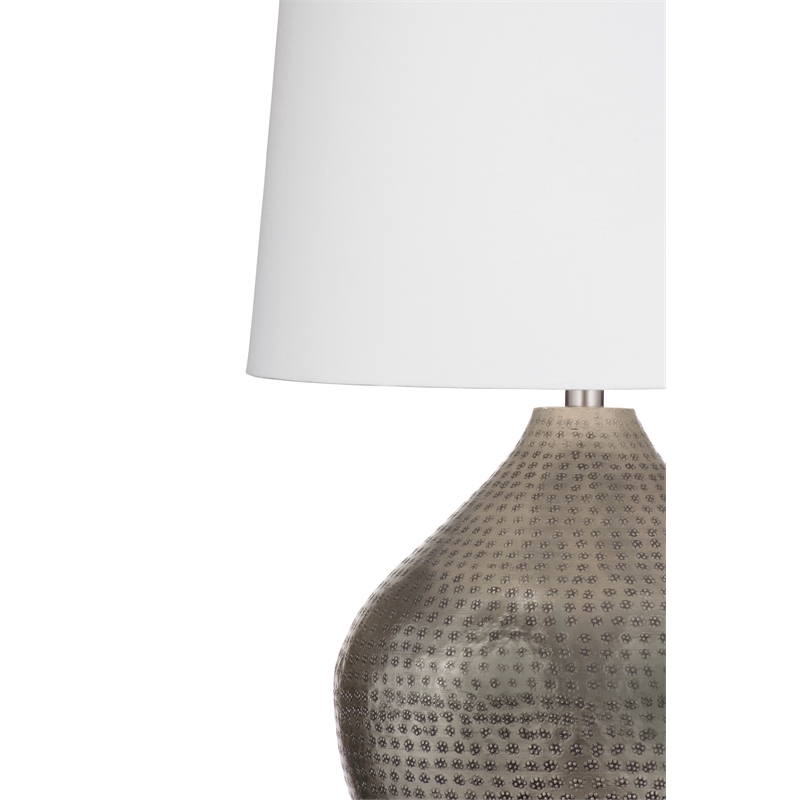 Brass Lamp With Black Coolie Shade - Hammered Design