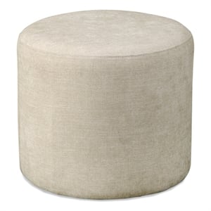 Anderson Wood and Fabric Round Ottoman in Cream