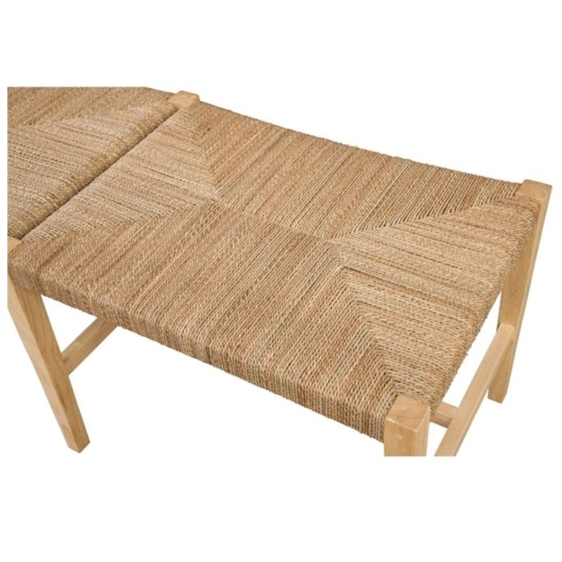 Palag Brown Wooden Bench with Woven Seagrass Seat