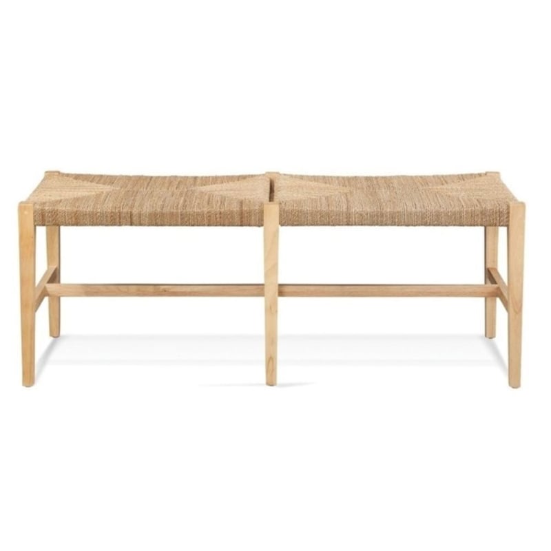 Palag Brown Wooden Bench with Woven Seagrass Seat