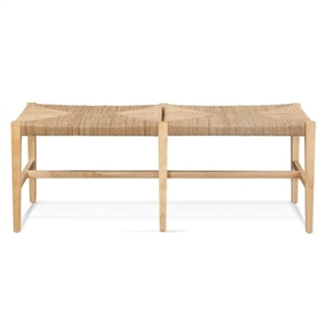 Palag Brown Wooden Bench with Woven Seagrass Seat