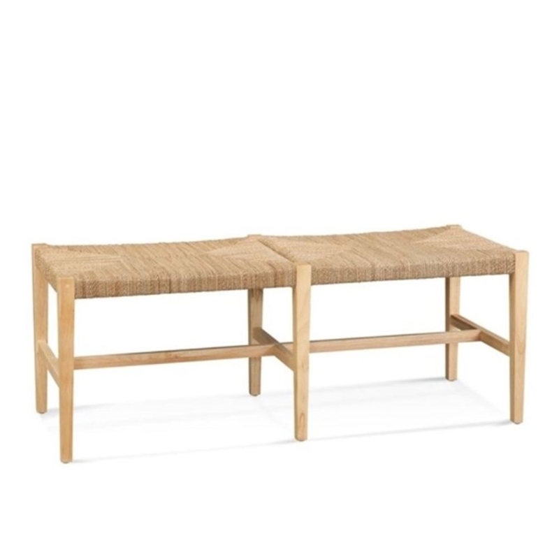 Palag Brown Wooden Bench with Woven Seagrass Seat