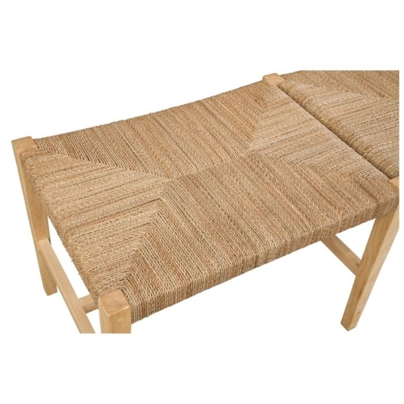 Palag Brown Wooden Bench with Woven Seagrass Seat