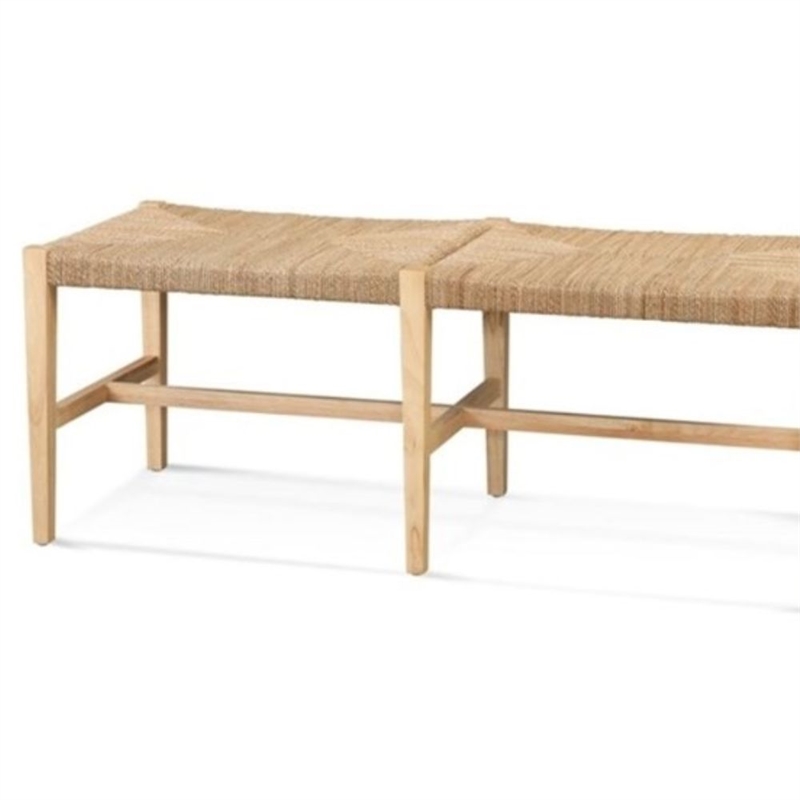 Palag Brown Wooden Bench with Woven Seagrass Seat