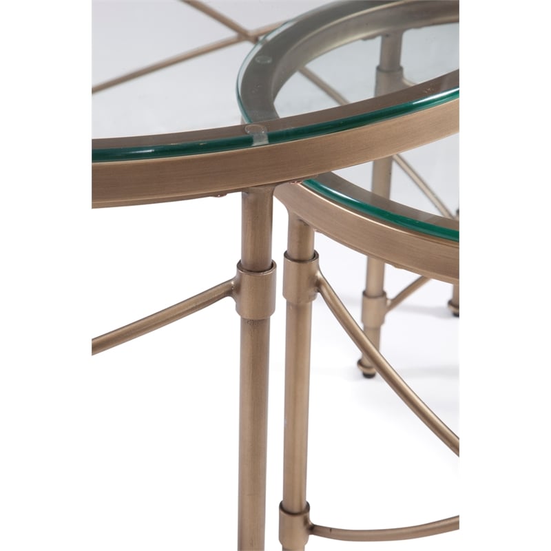 Harrison Round Metal and Glass Cocktail Table in Gold