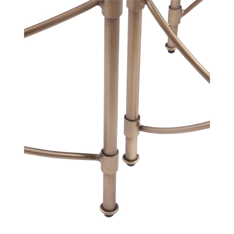 Harrison Round Metal and Glass End Table in Gold