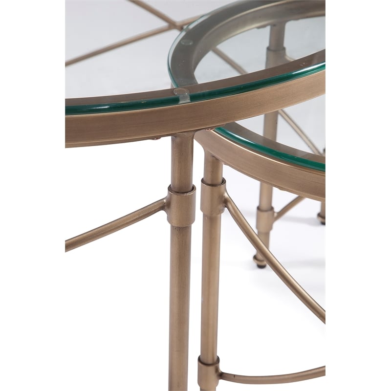 Harrison Round Metal and Glass End Table in Gold