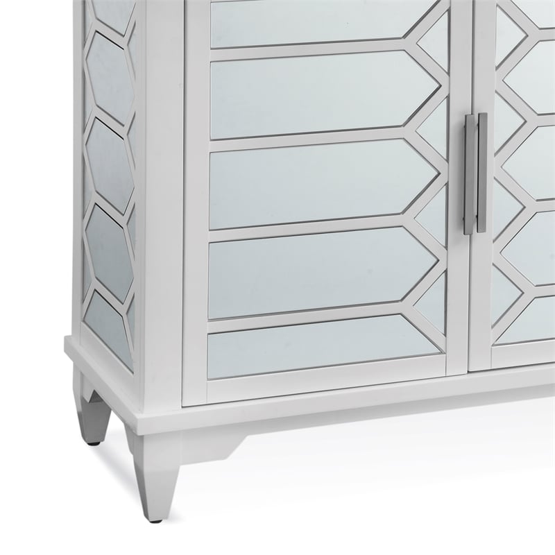Redi Wood Server in White Finish with Mirror Glass