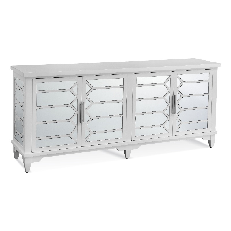 Redi Wood Server in White Finish with Mirror Glass