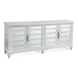 Redi Wood Server in White Finish with Mirror Glass