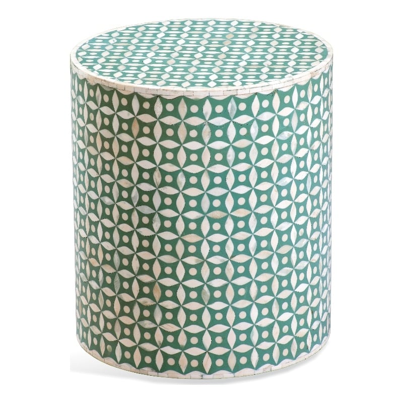 Finch Green Accent Table in Engineered wood and Bone