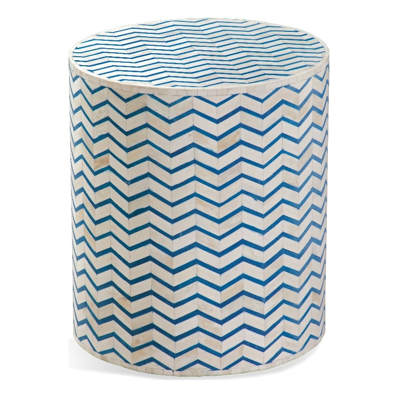 Aden Blue Accent  Table in Engineered wood and Bone
