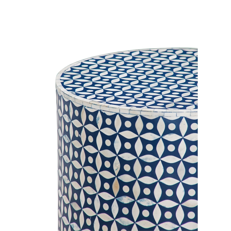 Attic Blue Accent Table in Engineered wood and Bone