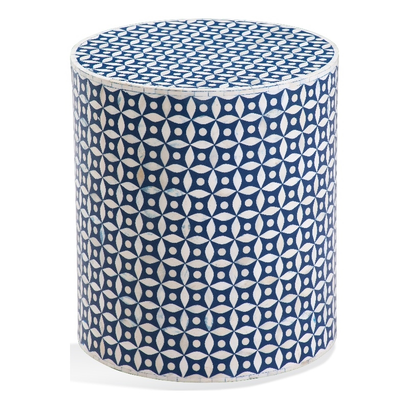 Attic Blue Accent Table in Engineered wood and Bone