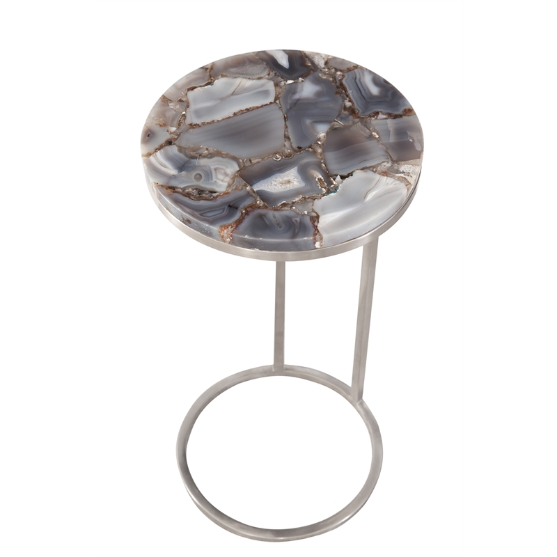 McCoy Accent Table in Metal and Gray Agate