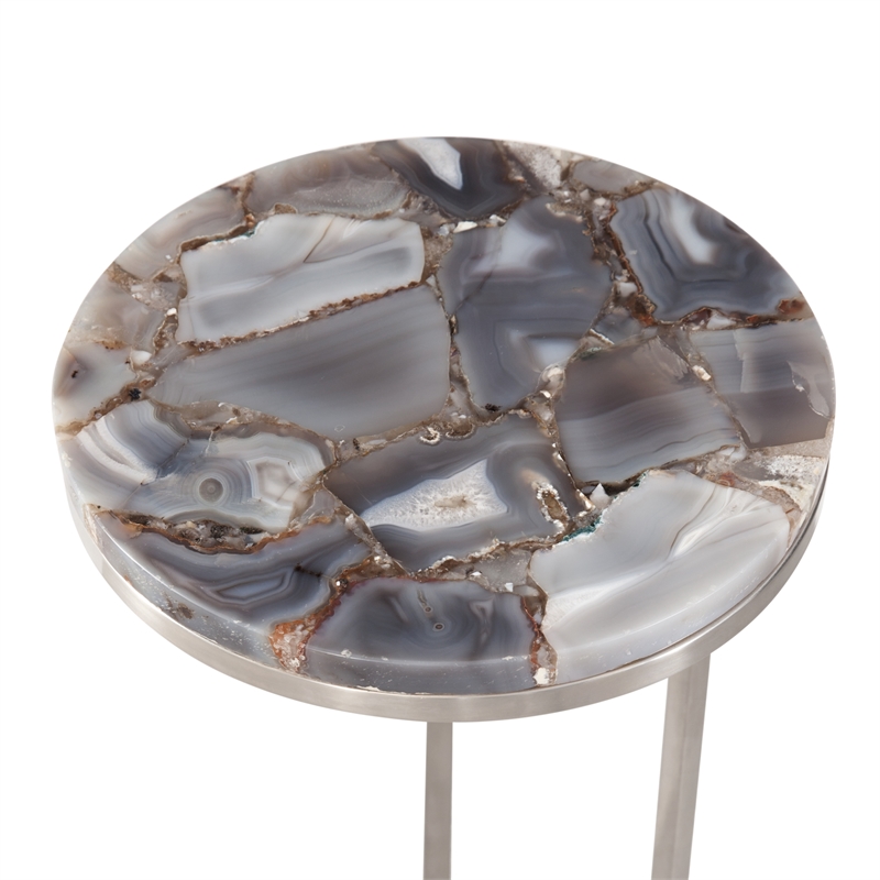 McCoy Accent Table in Metal and Gray Agate