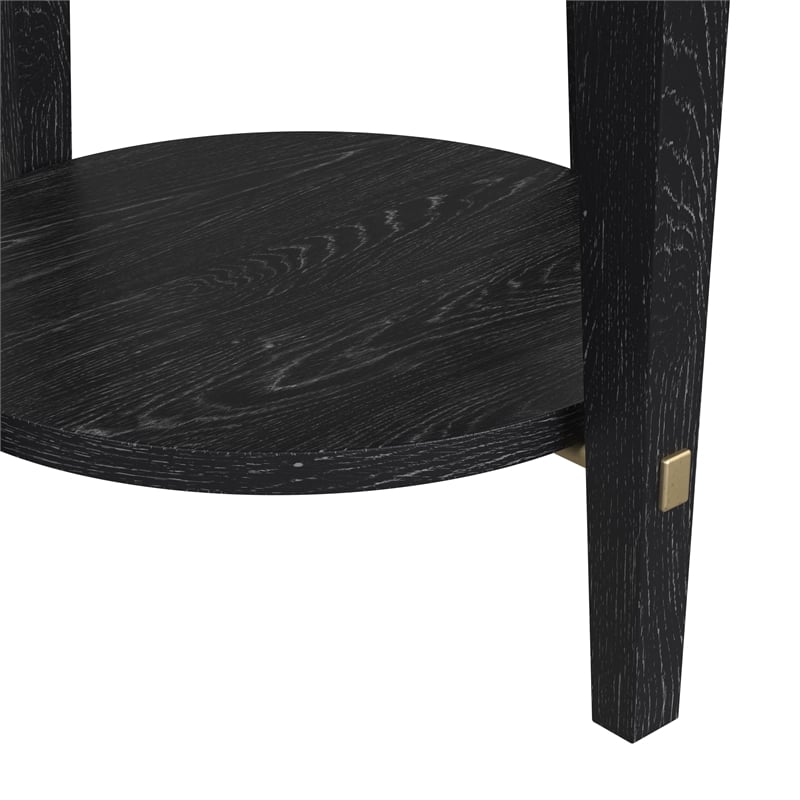 Whitfield Round End Table in Black Wood