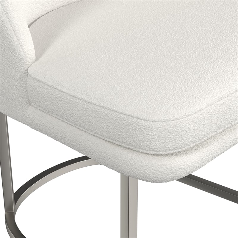 Pearl Ivory Dining Chair in Metal and Fabric