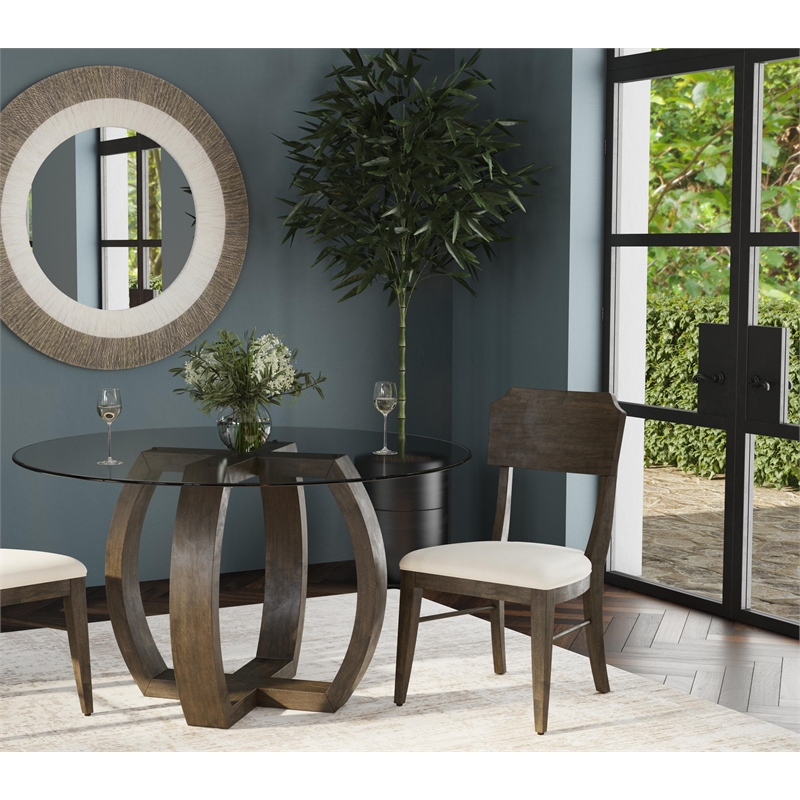 Kellan Wood and Glass Dining Table in Gray