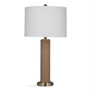 welch rope and metal table lamp in brown