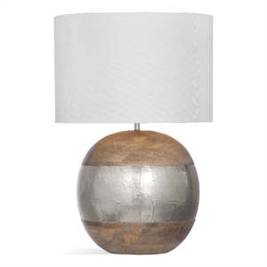 brock wood and metal table lamp in brown