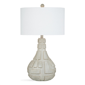 satule concrete and metal table lamp in gray