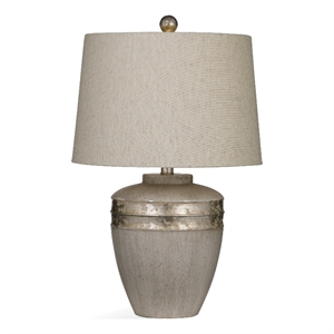 bassett mirror reflections metal table lamp with drum shade in antiqued silver