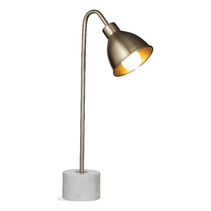 bassett mirror renauld iron & marble desk lamp in and brass and white