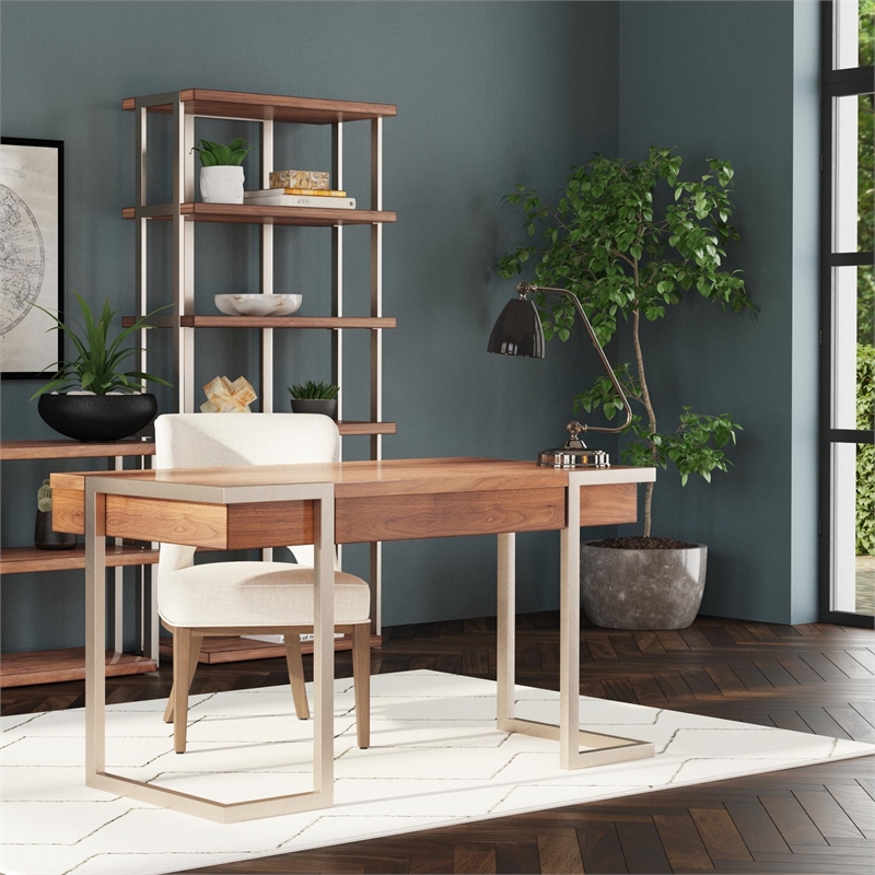 Bassett Mirror Shine Metal Desk Lamp with Iron Shade in Black Nickel