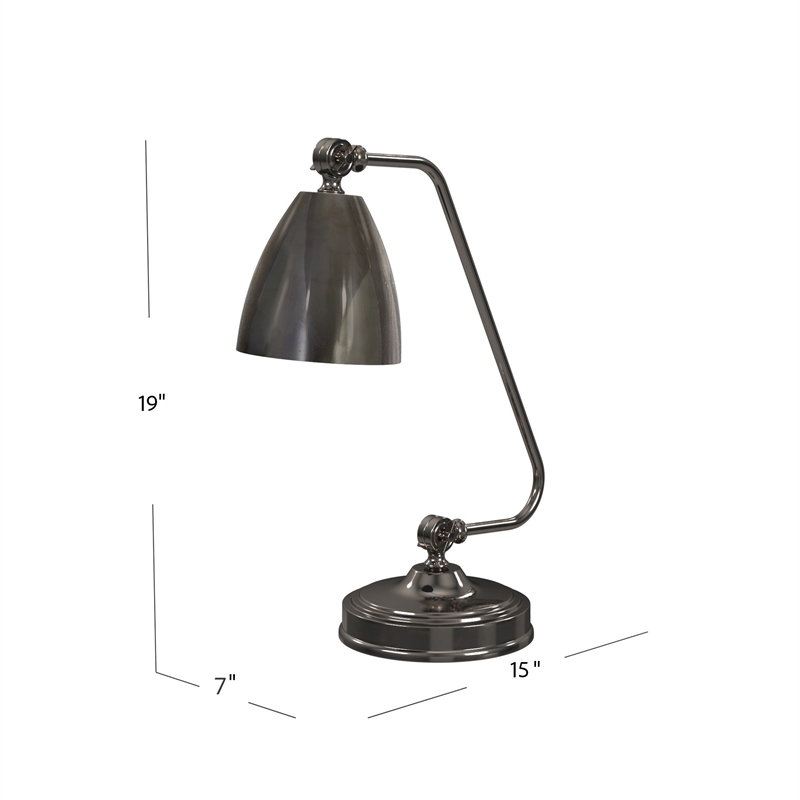 Bassett Mirror Shine Metal Desk Lamp with Iron Shade in Black Nickel