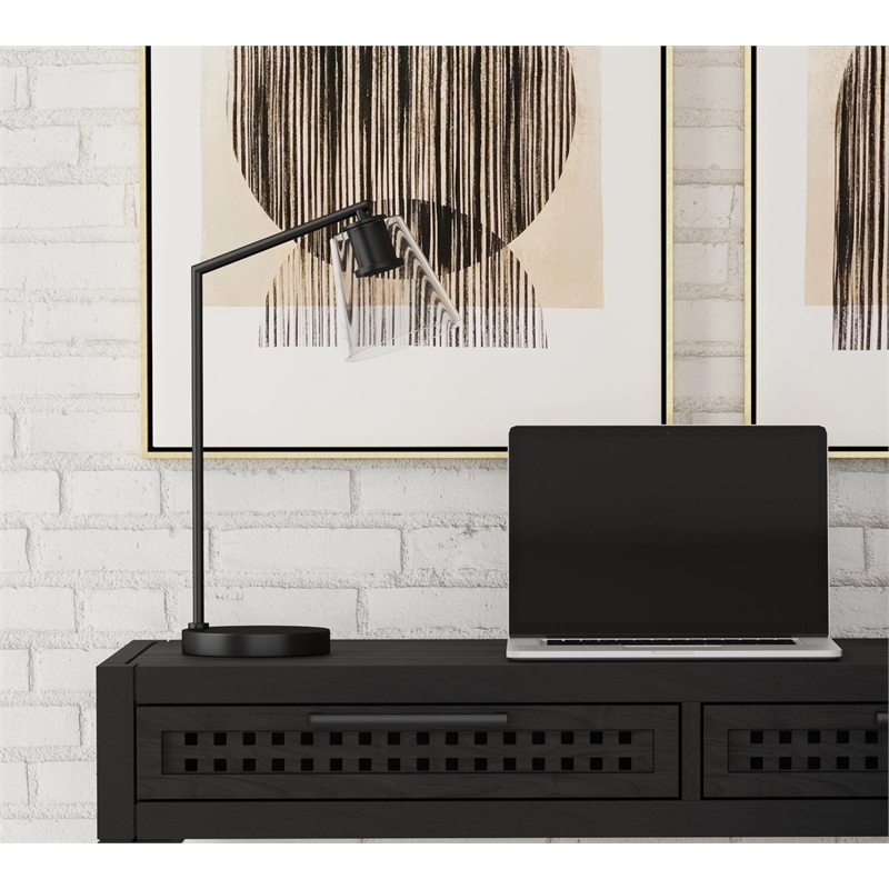 Rhyne Glass and Metal Desk Lamp in Brown