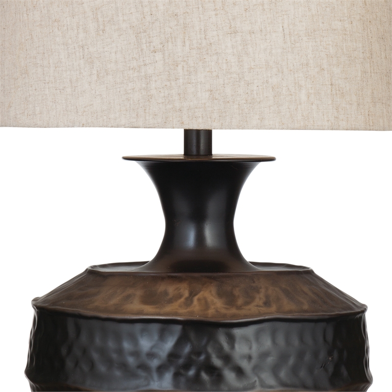 Bassett Mirror Bolder Metal Table Lamp with Tapered Shade in Brown